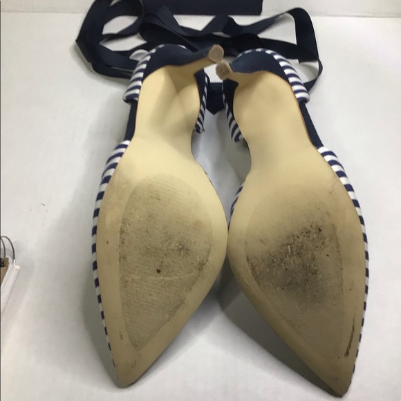 Shoe Dazzle blue/white Alexandria wrap high heels. - Picture 2 of 7